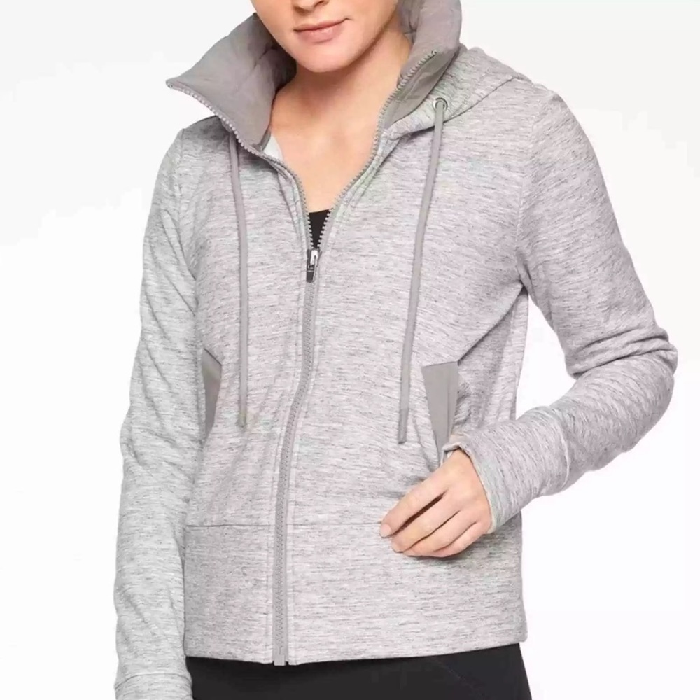 Athleta gray‎ jacket LARGE zip up - Picture 2 of 12